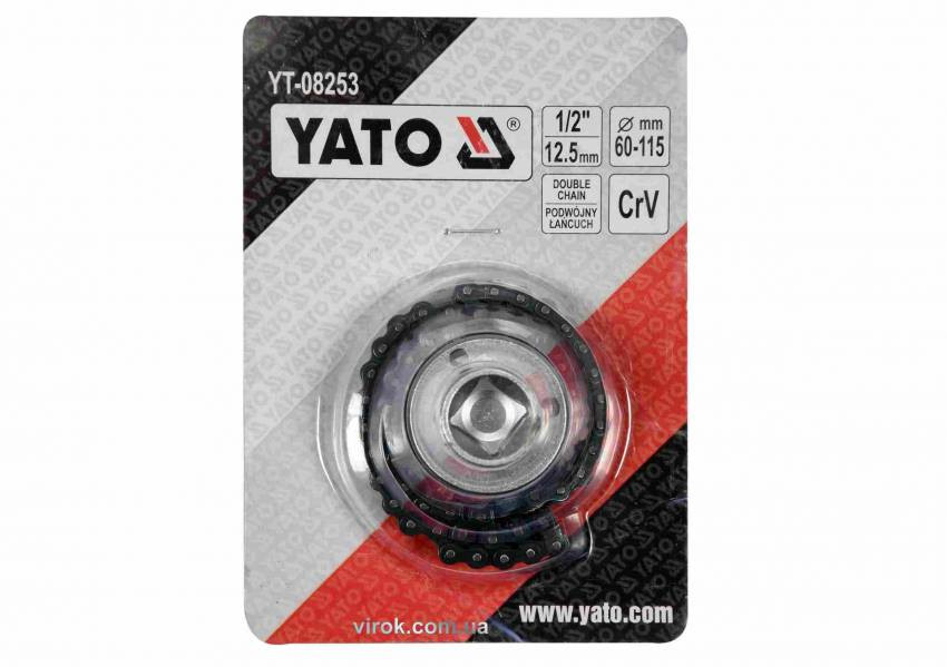 Ключ до масляного ланцюгового фільтра YATO: квадрат-1/2", Ø=60-115 мм, Cr-V-YT-08253