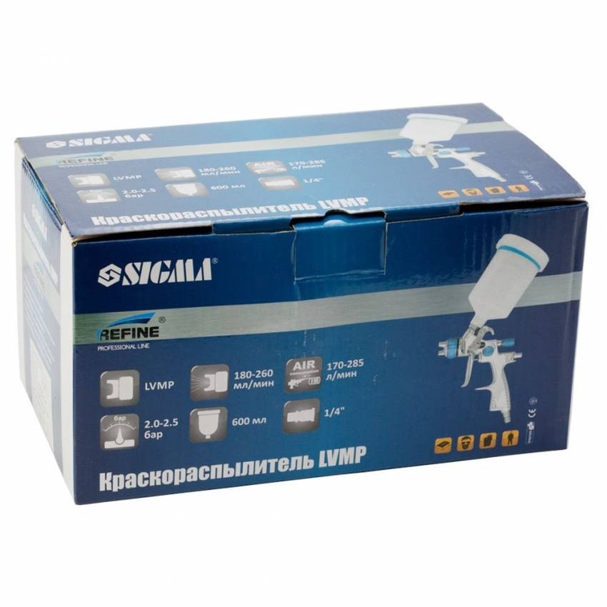 Фарборозпилювач LVMP Ø1.4мм 170-285л/хв 2-2.5бар в/б 600мл (шар) Refine (6814221)-6814221