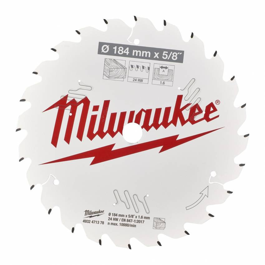 Диск пиляльний MILWAUKEE, Ø165х20х1,8мм, 24 зуб. 1-4932399909