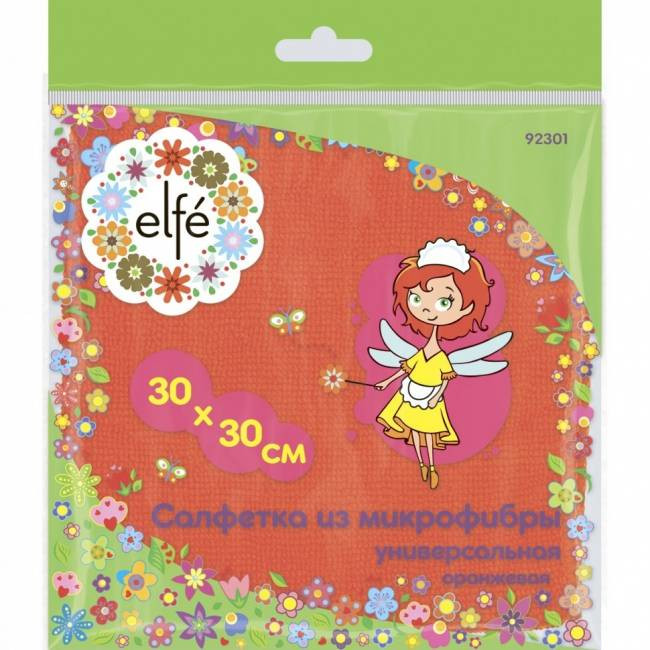 Серветка універсальна з мікрофібри оранжеві 300х300 мм, Elfe-92301