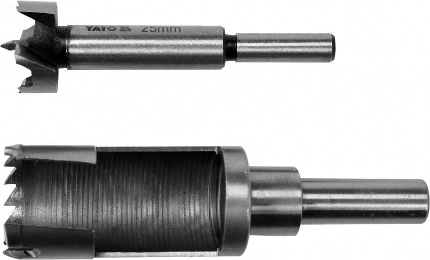 Свердла по дереву: коронка та фреза YATO: Ø=25 мм, l=110/90 мм- коронка/фреза, 2 шт-YT-33832