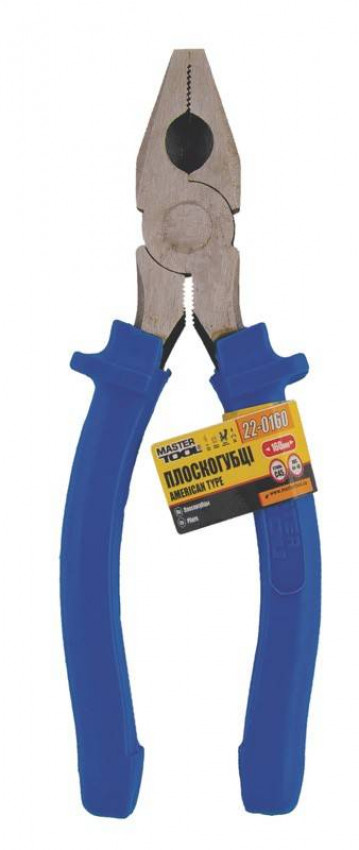MasterTool Плоскогубці 160 мм American type, C45, HRC 44~48, Ст.: 22-0160-22-0160
