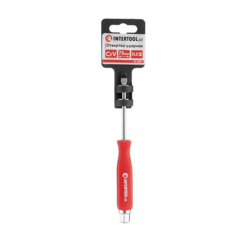 Викрутка ударна SL 5 * 75 мм Cr-V INTERTOOL HT-0481-HT-0481