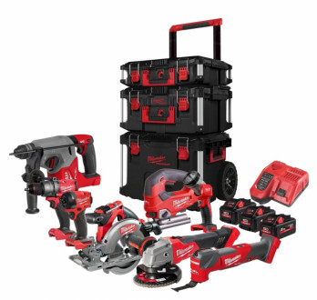 Набір інструментів акумуляторних MILWAUKEE, M18 FPP8C-553P (набір кейсів PACKOUT 4932464244, 3 акумулятори M18 HB55 5,5 Аг, заря-[articul]