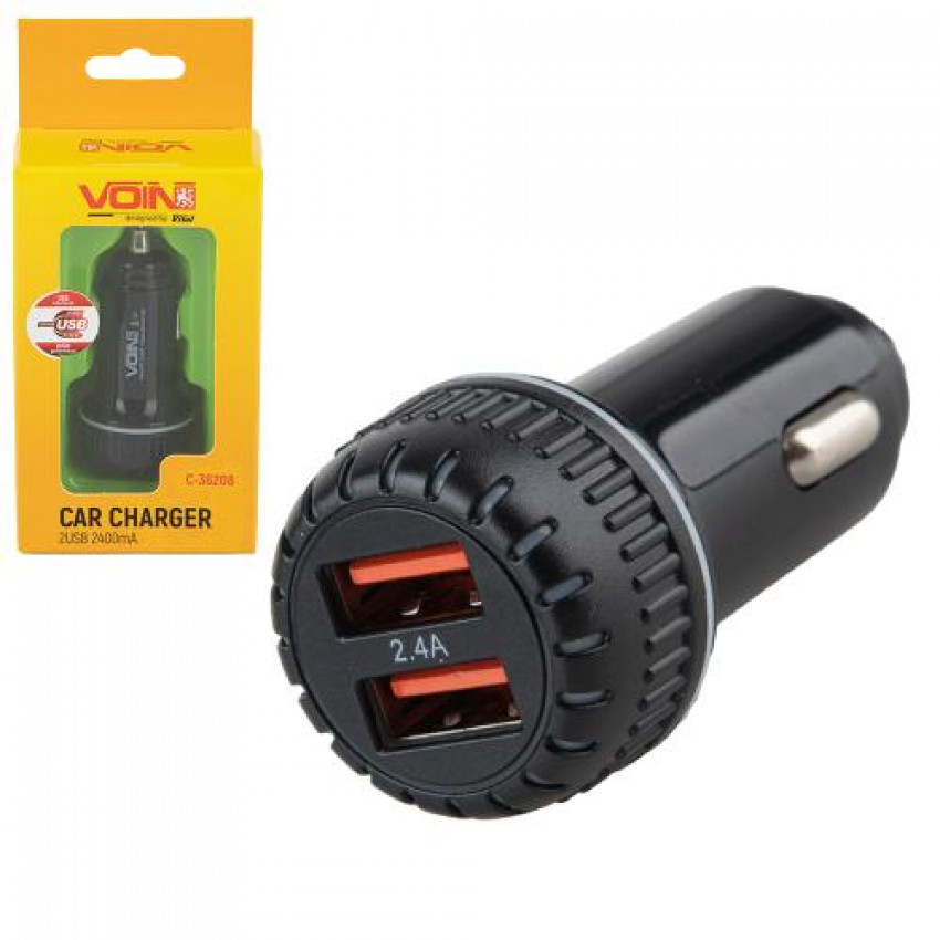 Автомобільний зарядний пристрій VOIN C-36208, 2USB (12/24V - 5V 2,4A) (C-36208)-C-36208