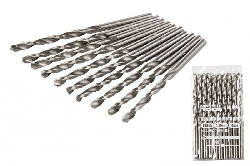 MasterTool Свердло для металу Р6М5 5,0 мм біле, Арт.: 10-1050-10-1050