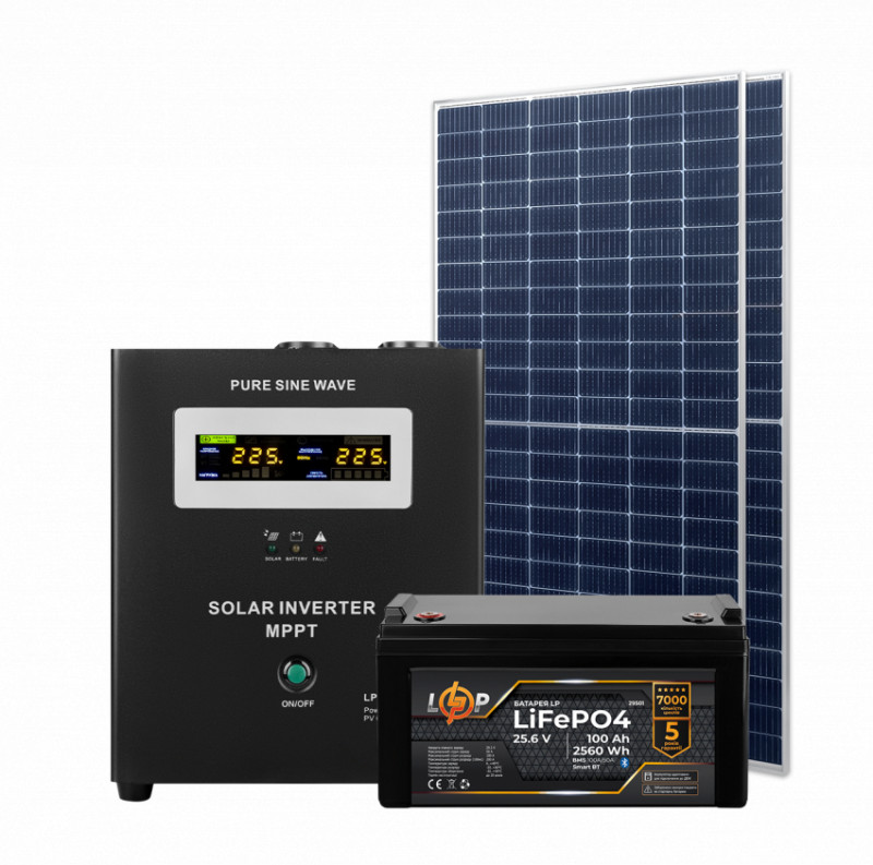 Комплект СЕС 1,4 кВт АКБ 2,56 кВт (літій) 100 Ач Преміум-