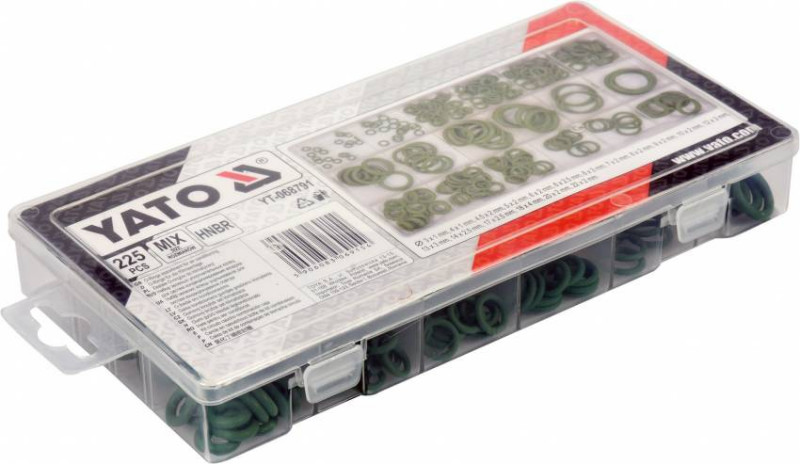 Набір гумових прокладок різних розмірів: з каучуку-HNBR, для систем кондиціювання, 225 шт.-YT-068791