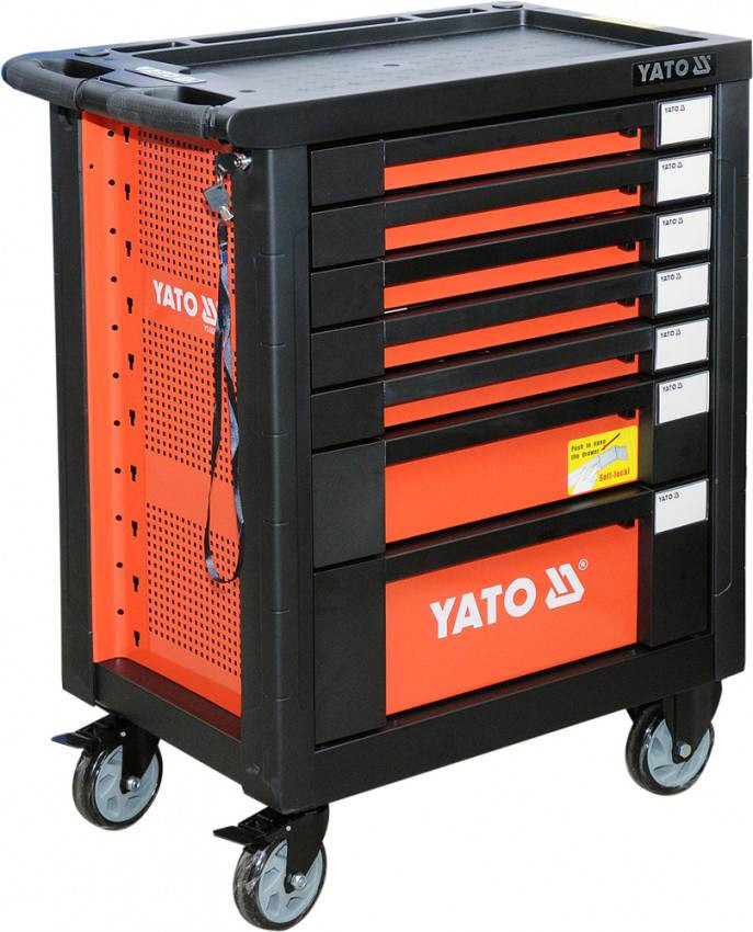 Шафа з інструментами 211 елем., 5 лотків YATO на 4 колесах; 7 ящик; 98х 77х 46,5 см-YT-55290