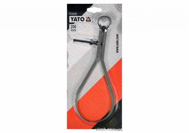Кронциркуль для зовнішніх вимірів YATO : l= 200 мм, з гвинтовим фіксатором і на пружині-YT-72121