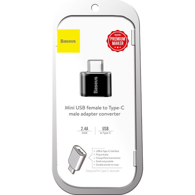 Перехідник Baseus USB Female to Type-C Male Чорний (CATOTG-01)-