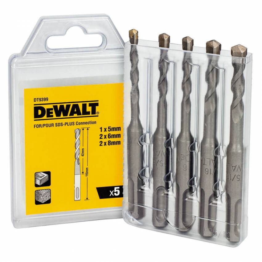 Набір бурів DeWALT SDS-Plus, 5 шт, пластиковий кейс DT9399-DT9399