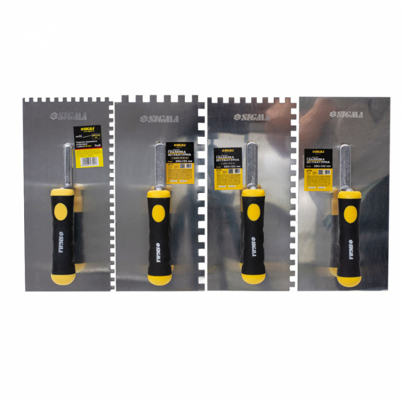 Прасувальна штукатурна нержавіюча з зубом Profi 280мм×130мм 8×8мм Sigma (8327531)-8327531