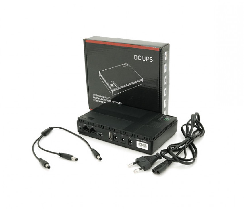 UPS-18W для роутерів/комутаторів/PON/POE-430, 5//9/12V, 1/2A, Li-ion 10400MAh, Black, BOX-37247