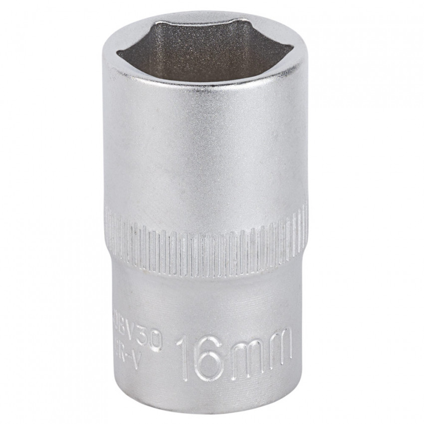 Насадка шестигранна коротка 1/2" 16мм CrV mid Sigma (6071161)-6071161