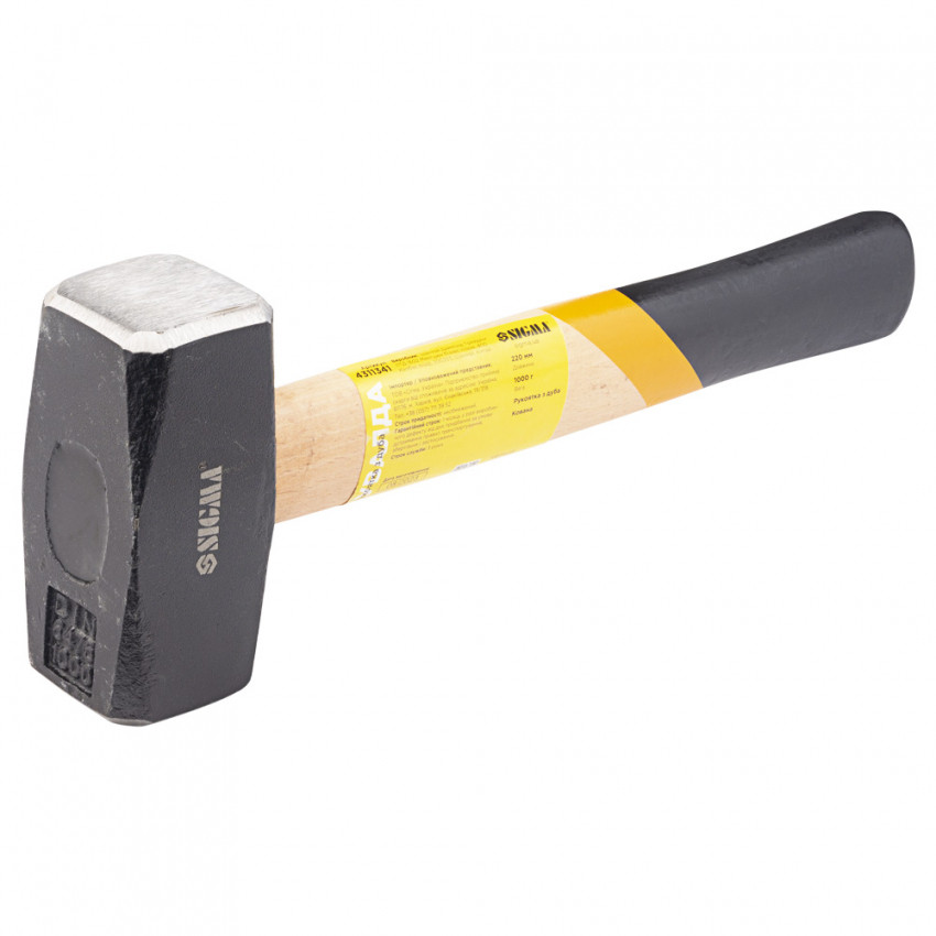 Кувалда 1000г дерев'яна ручка (дуб) Sigma (4311341)-4311341