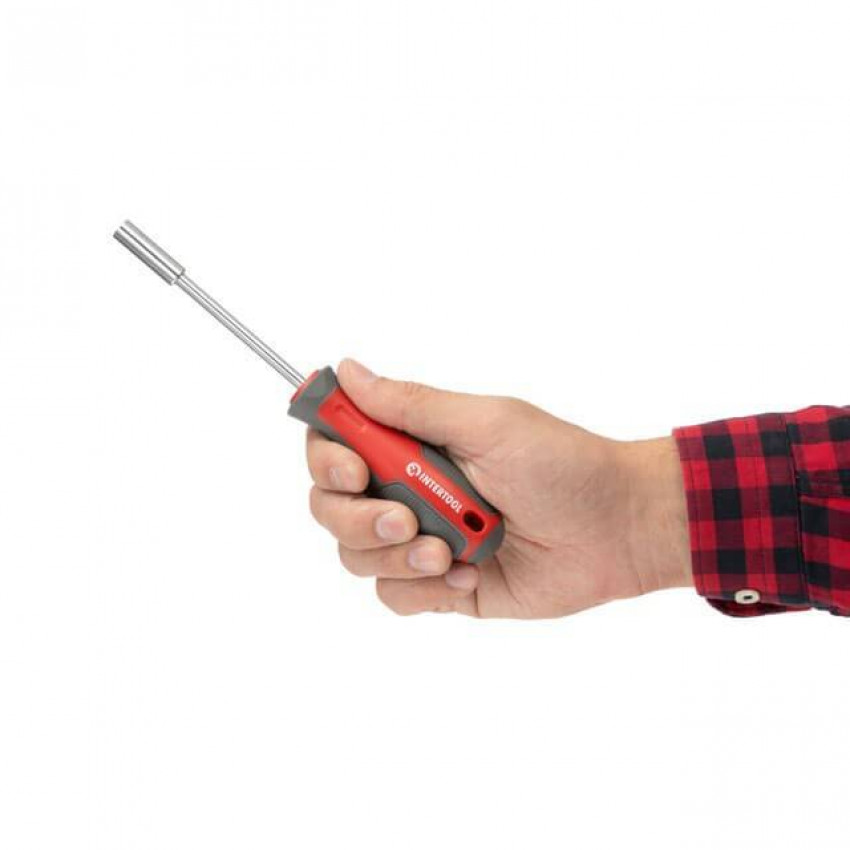 Викрутка з магнітним тримачем для насадок 1/4", 100 мм , Cr-V INTERTOOL VT-3300-VT-3300
