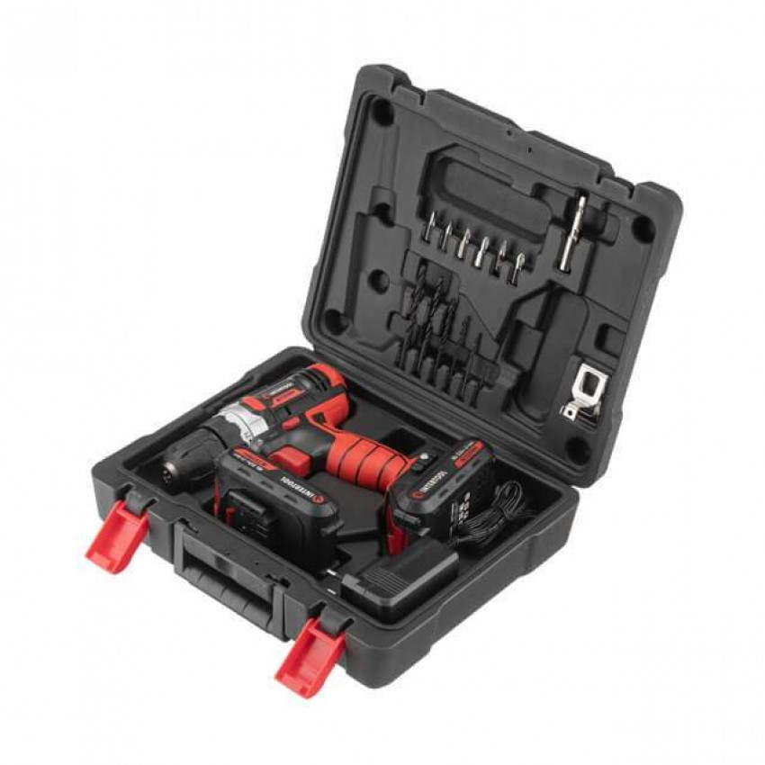 Дриль-шурупокрут акумуляторний Li-Ion 18 В, 25 Nm, 0-400/0-1500 об/хв, 2x2.0 Аг INTERTOOL WT-0314-WT-0314