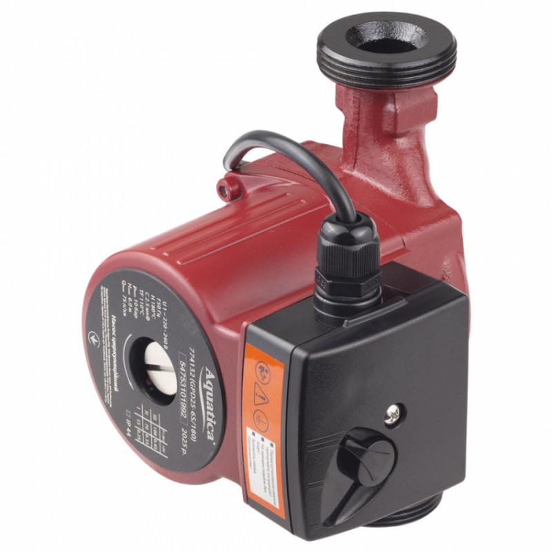 Насос циркуляційний 100Вт Hmax 6м Qmax 75л/хв Ø1½" 180мм гайки Ø1" AQUATICA (774132)-774132