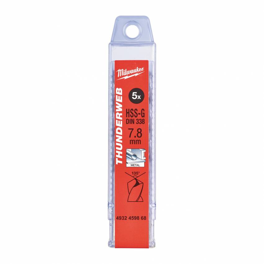 Свердло по металу THUNDERWEB HSS-G MILWAUKEE, Ø7,8х117мм, (5шт)-4932459868