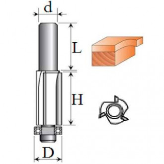 Фреза Кромкова пряма №1020 z3 (D12, h40) 18-023-124-[articul]