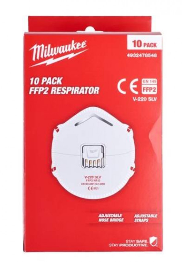 Респіратор із клапаном FFP2 (10шт) MILWAUKEE 4932478548-4932478548