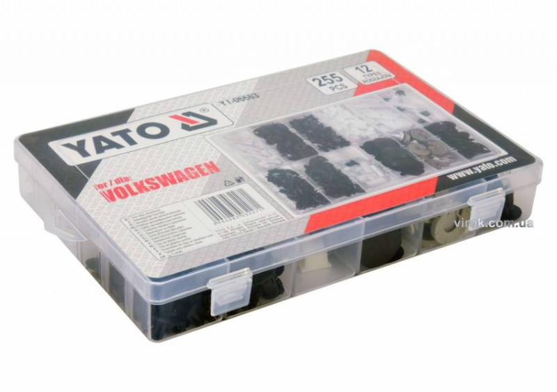 Шпинки для автосалоної обшивки VOLKSWAGEN YATO, різні, 12 типорозмірів, 255 шт.-YT-06663