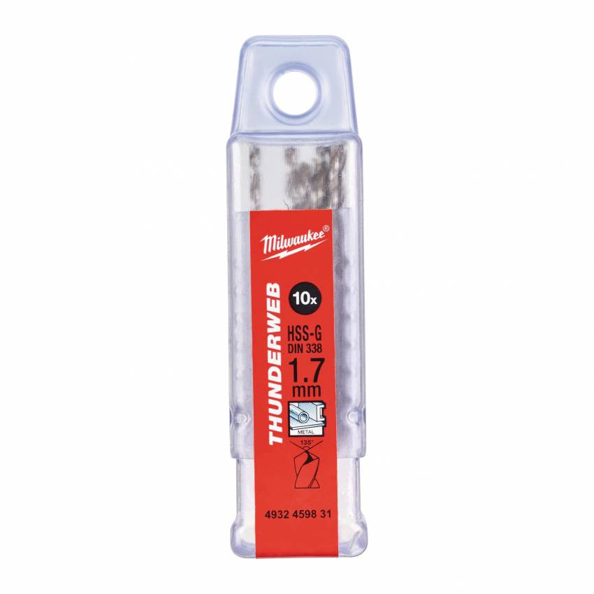 Свердло по металу THUNDERWEB HSS-G MILWAUKEE, Ø1,7х43мм, (10шт)-4932459831