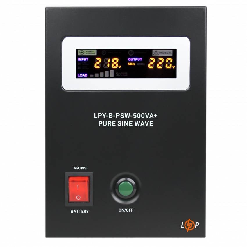 ДБЖ з правильною синусоїдою 12V LPY-B-PSW-500VA+ (350Вт) 5A/10A-LP4149