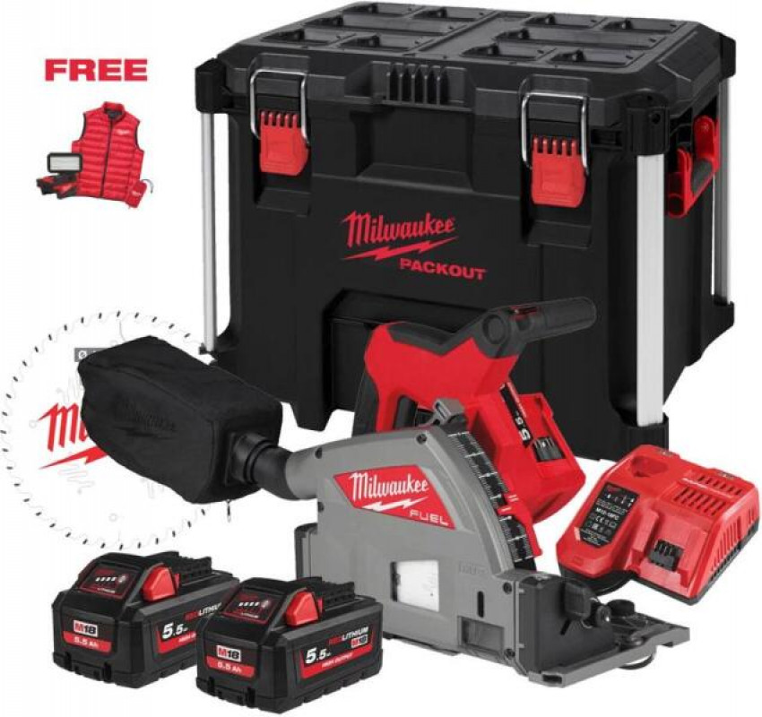 Пила дискова занурювальна акумуляторна безщіткова MILWAUKEE M18 FPS55MC-552P PACKOUT-4933499456