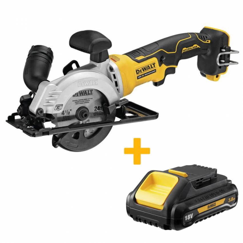 Пила дисковая аккумуляторная бесщёточная компактная DeWALT DCS571NT+DCB187-DCS571NT+DCB187