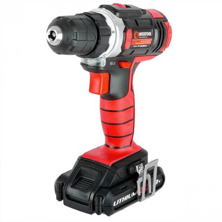 Дриль-шурупокрут акумуляторний Li-Ion 18 В, 25 Nm, 0-400/0-1500 об/хв, 2x2.0 Аг INTERTOOL WT-0314-WT-0314