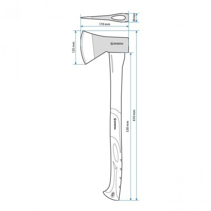 Сокира 1000 г, ручка з фібергласу INTERTOOL HT-0263-HT-0263