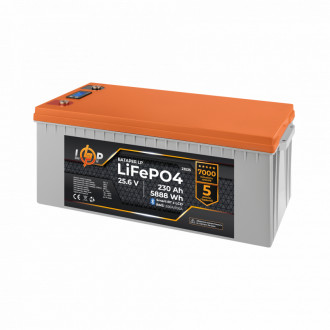 Акумулятор LP LiFePO4 25,6V - 230 Ah (5888Wh) (BMS 200A/100А) пластик LCD Smart BT