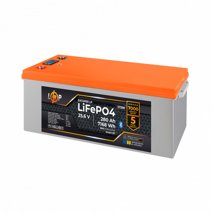 Акумулятор LP LiFePO4 25,6V - 280 Ah (7168Wh) (BMS 200A/200А) пластик Smart BT-