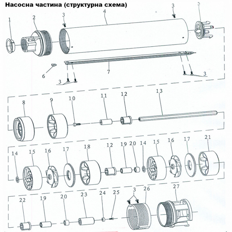 Відцентрова свердловина 2,2 кВт H 232 (180) м Q 55 (33) л / хв Ø 102 мм AQUATICA (DONGYIN) (777127)-777127