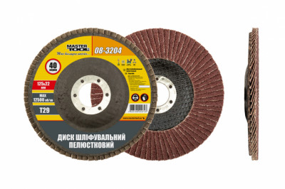 Диск шліфувальний пелюстковий конусний MASTERTOOL Т29 зерно 40 125х22 мм 08-3204-[articul]