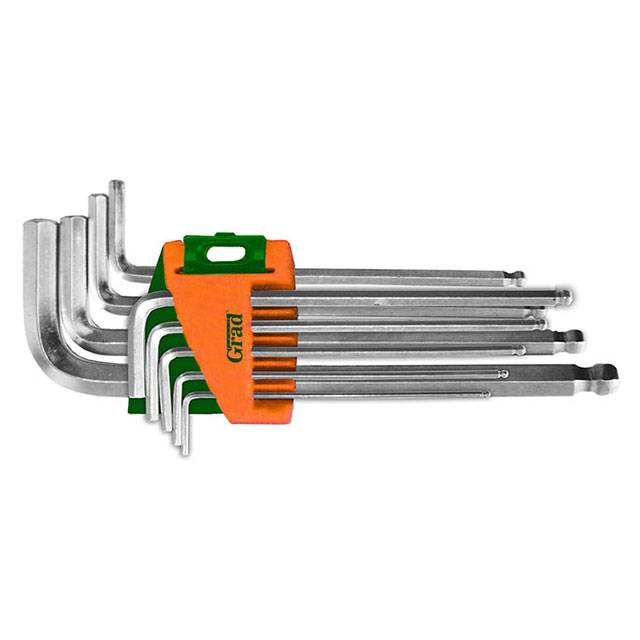 Ключі шестигранні 9шт 1,5-10мм CrV (середні шар) Grad (4022185)-4022185
