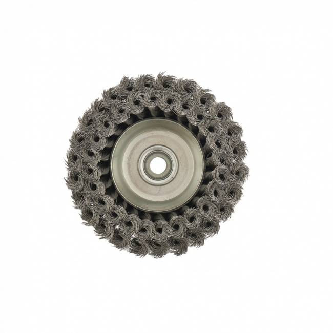 Щітка дворядна "тарілка" для КШМ 125 мм, М14, кручений дріт 0.35 мм, MTX-746789