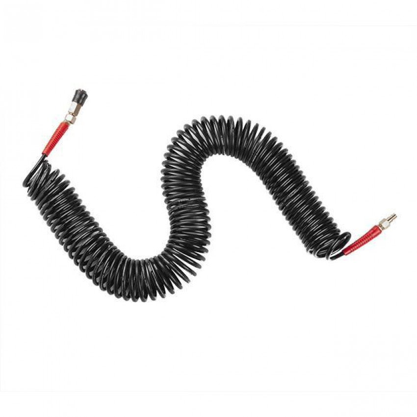 Шланг BLACK M-Flex 5.5х8мм, 20м спіральний поліуретановий з поворотним шарніром, латунними швидкороз'ємними з'єднаннями STORM INTERTOOL PT-1792-PT-1792