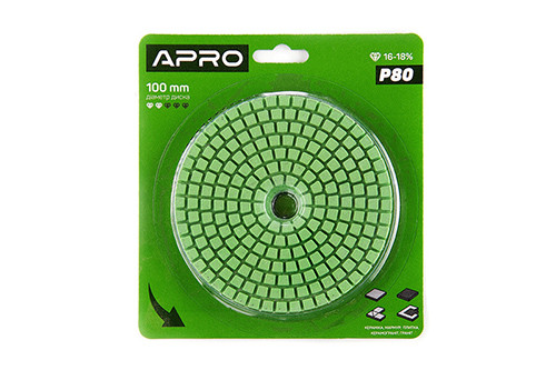 Коло алмазне шліфувальне на липучці 100мм Р80 APRO-812163