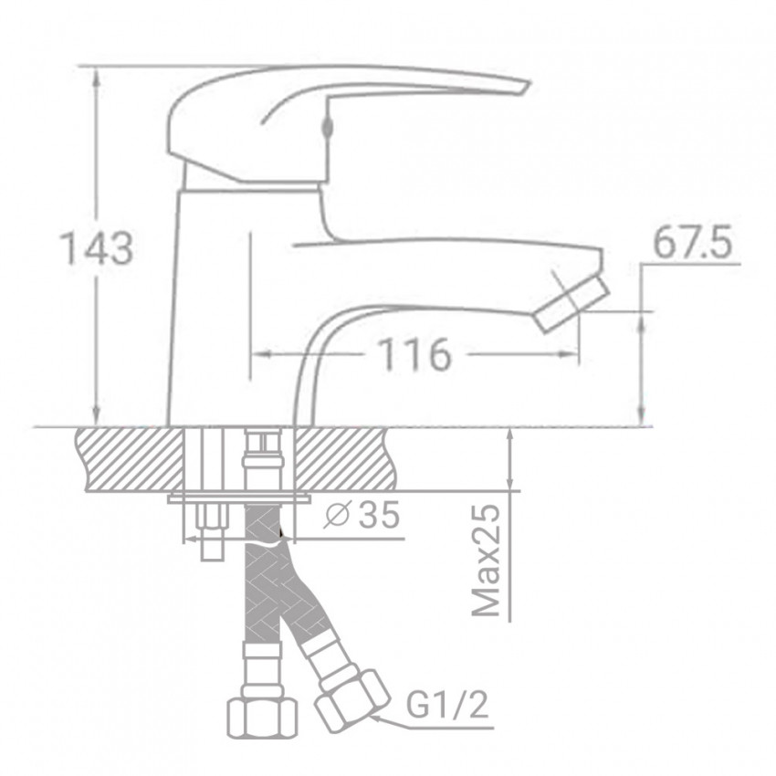 Змішувач s43 Ø40 для раковини на шпильці TAU SM-2A144C (9843000)-9843000