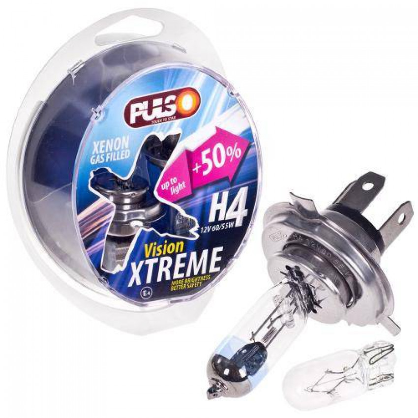 Лампи PULSO/галогенні H4/P43T 12v60/55w 50% X-treme Vision/plastic box-LP-42653 (5/50)