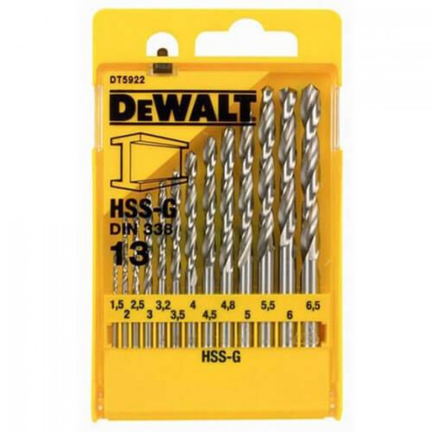 Набір свердел по металу DeWALT DT5922 1,5-6,5мм. (13 шт.)-DT5922