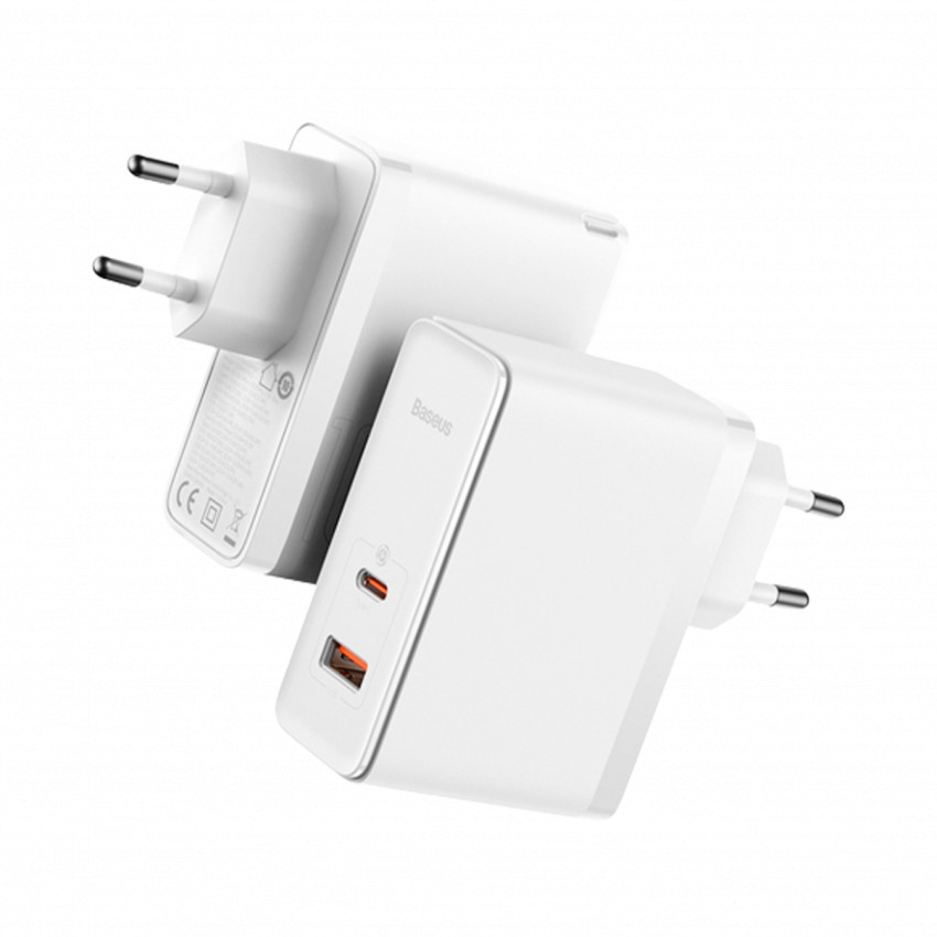 Сітчасте зарядне пристрій Baseus GaN5 Pro 2 порти, USB + Type-C 100W Білий (CCGP090202)-