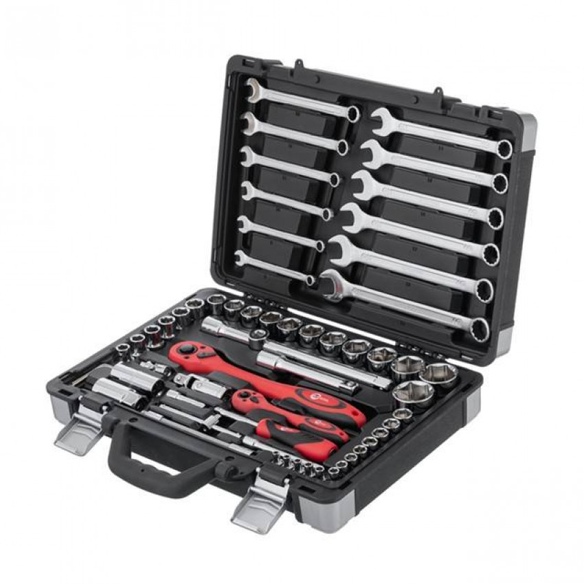 Професійний набір інструментів 1/4", 1/2", 61 од., Cr-V INTERTOOL ET-6061-ET-6061