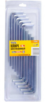 MasterTool Ключ шестигранний CrV 10,0 мм L40-170 мм, 10шт, Арт.: 75-0010