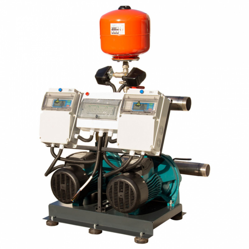 Станція підвищення тиску 380В 2×2.2кВт Hmax 65м Qmax 180л/хв 8л + каскадне управління LEO 3.0 (22AC220-2S531-4.0-8)-22AC220-2S531-4.0-8