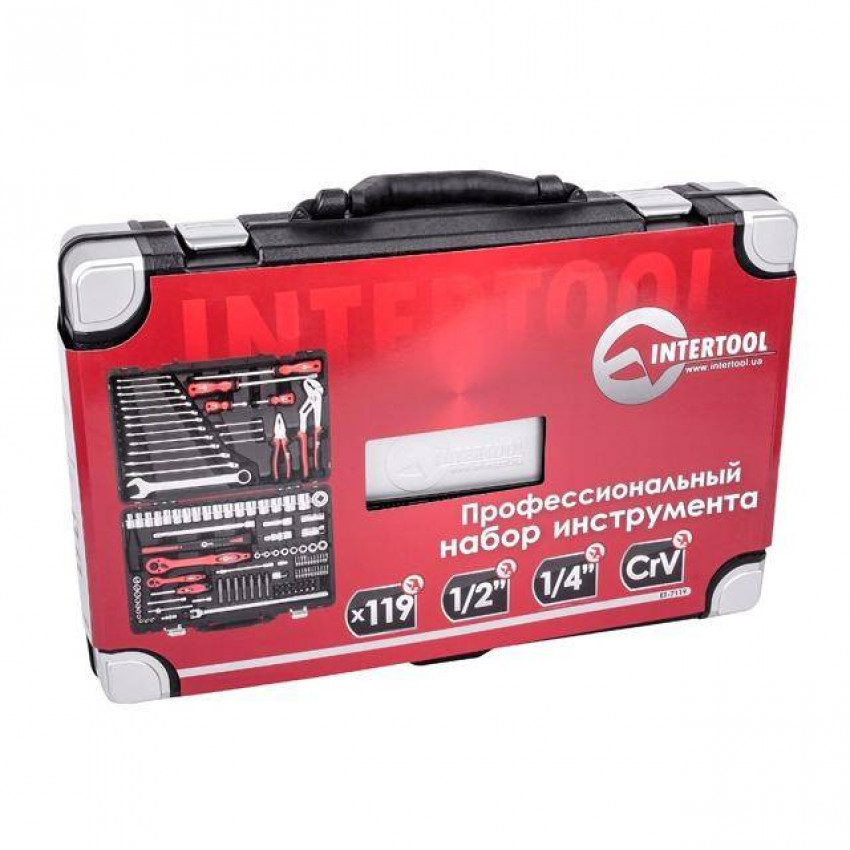 Набір інструментів професійний 1/4 "& 1/2"; 119од, Cr-V INTERTOOL ET-7119-ET-7119