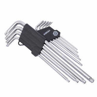 Ключі TORX 9шт T10-T50мм CrV (довгі з отвором) Sigma (4022231)